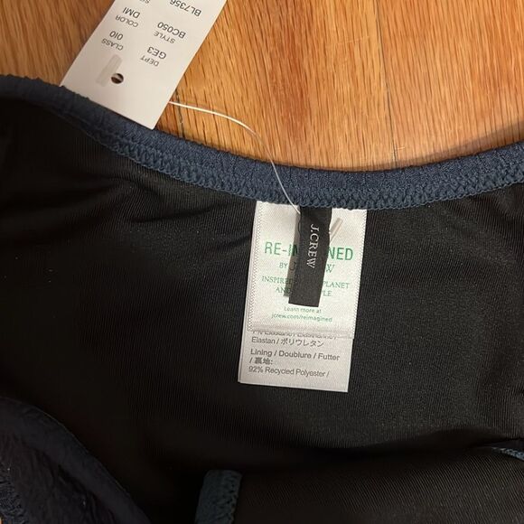 J. Crew NEW Textured curved-waist Navy ribbed bikini bottom sz XS cheeky - Picture 5 of 11
